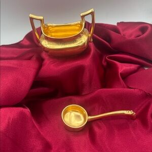 Pickard China 24K Gold plated Sugar Bowl and Matching scoop.